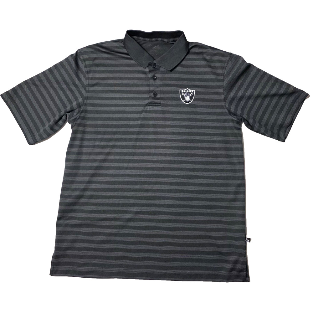 Oakland Raiders NFL Polo Shirt Men's Large Black /Gray Striped VF Imagewear